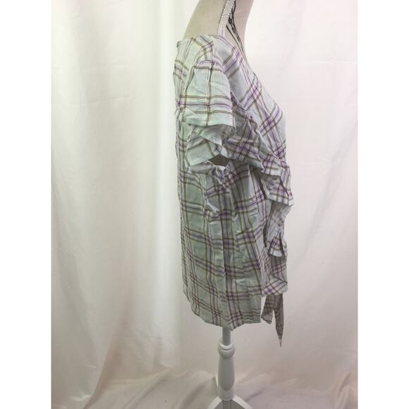 A.n.a Ruffle short sleeve tee plaid XL - Picture 4 of 12